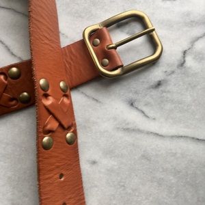 Linea Pelli leather belt, cognac brown, large